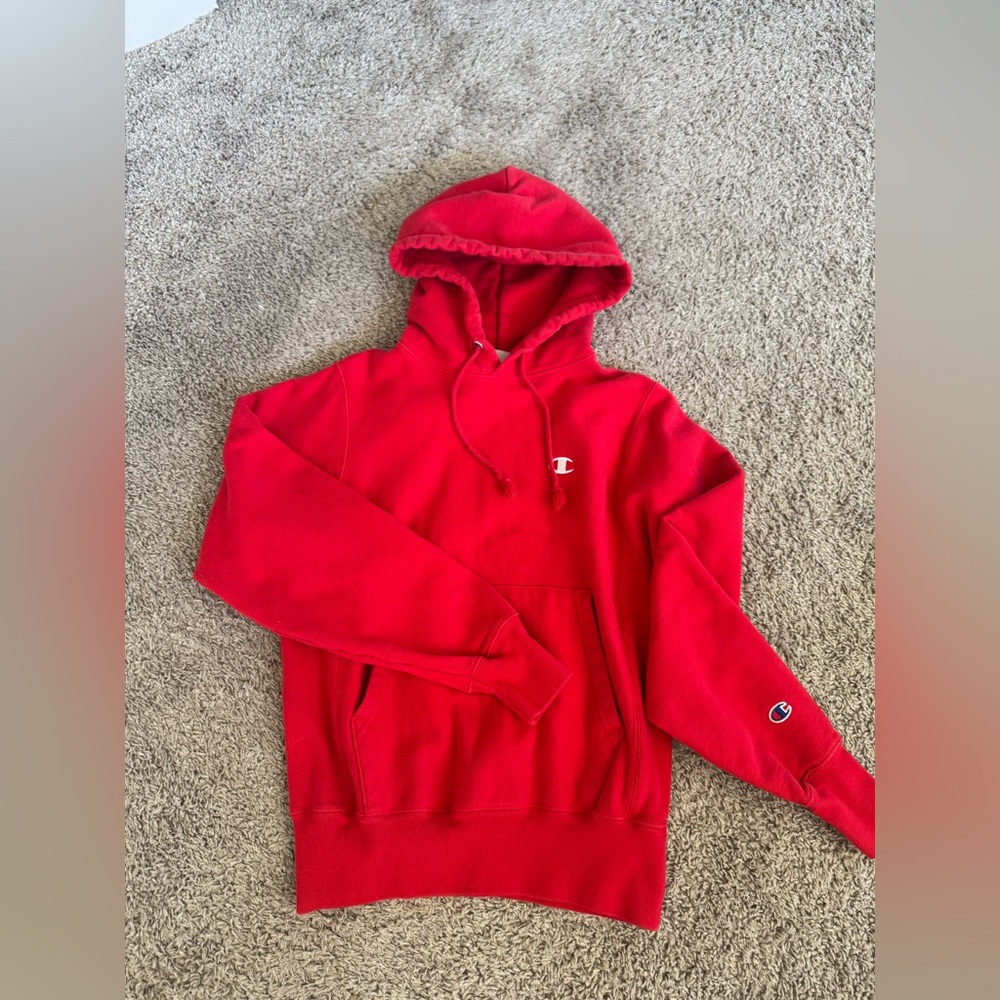 Champion Vibrant Red Hoodie Reverse Weave